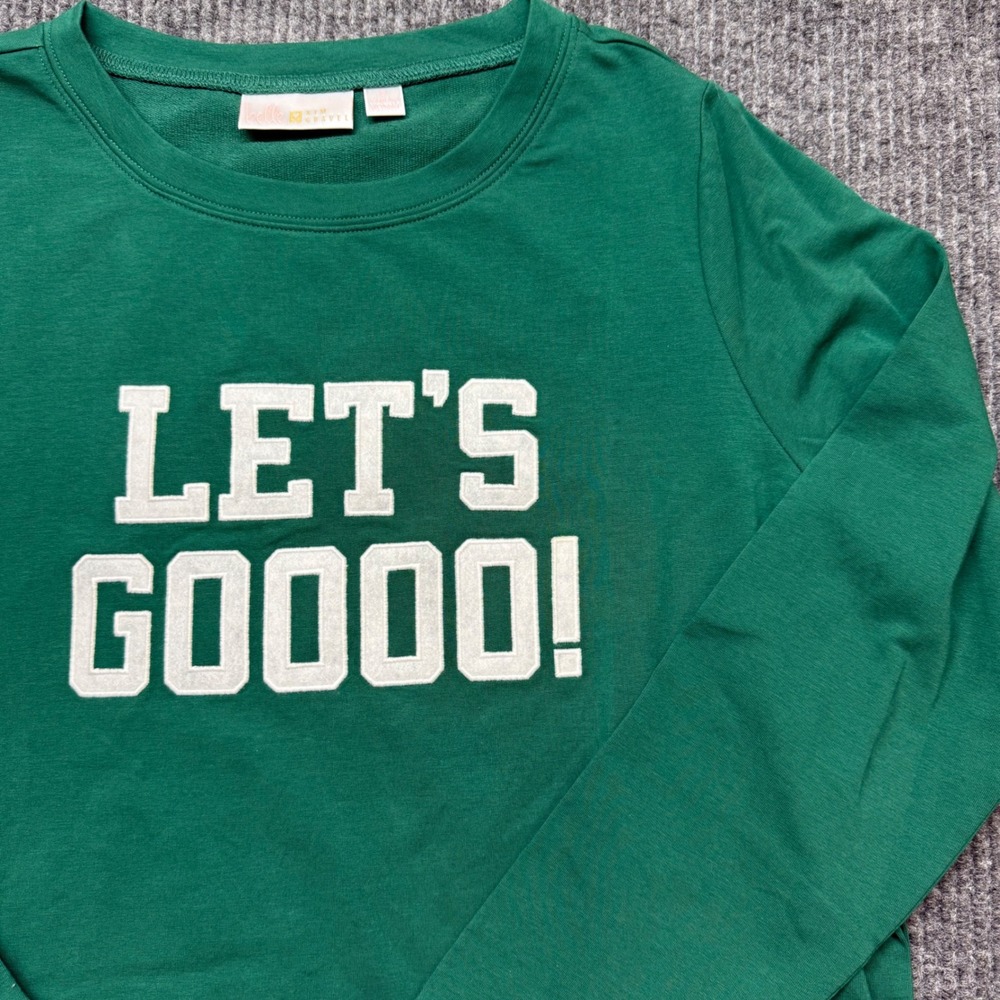 Belle Kim Gravel Green Graphic Tee S Long Sleeve Let's Goooo Casual Boutique